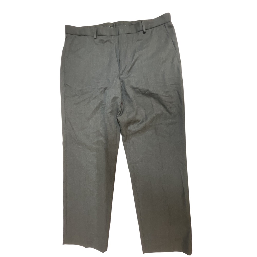 Calvin Klein Mens Dress Pants 36x30 Charcoal Grey Pinstripe Flat Front Trousers
